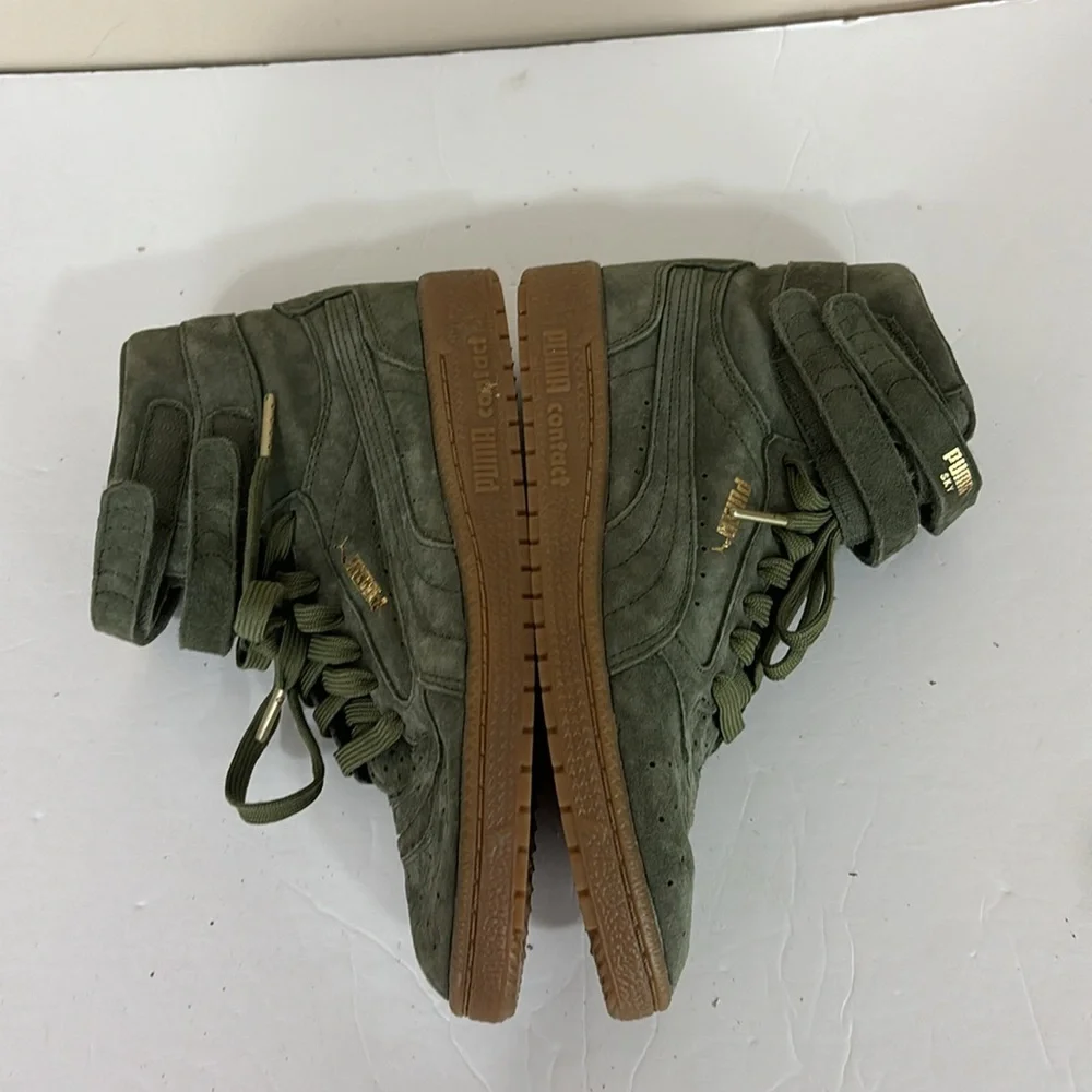 Puma Sky II Olive  Green Suede High Tops  Size 6.5